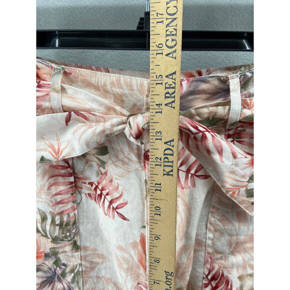 GUESS‎ Shorts Womens XL Pink Slash Pockets Belted Floral High Waist Linen Blend - Picture 5 of 12
